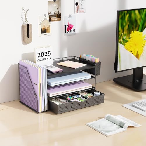 Wood Desk Organizers and Accessories with File Holder & Catalog Racks - Image 3