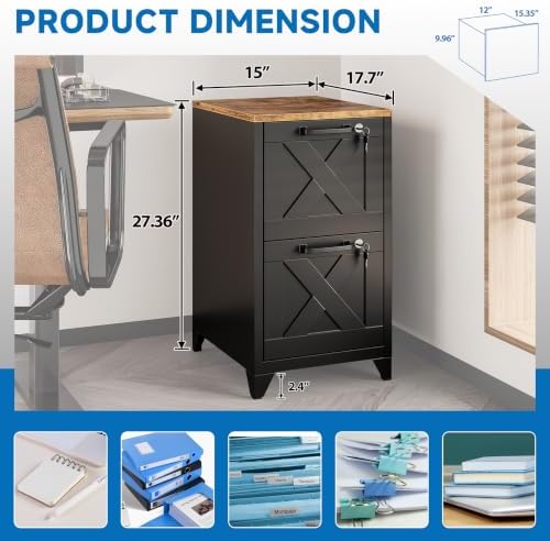File Cabinet with Lock Vertical Filing Storage Cabinet Office Home Steel for Letter Size File Cabinet Locked,Assembly Required - Image 3