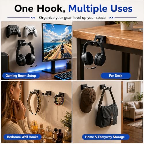 7 Pcs Headphone and Controller Holder, Versatile Wall Mount - Image 5