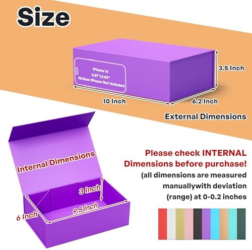 Purple Gift Box, 9.5x6x3'' Gift Boxes with Lids for Presents - Image 2
