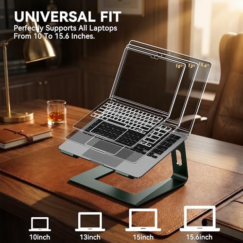 SOUNDANCE Laptop Stand, Aluminum Ergonomic Desk Riser, 10-15.6", Green - Image 5
