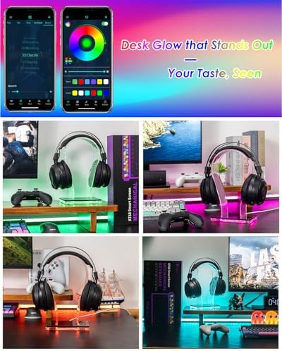 Acrylic RGB Headphone Stand for Desk with Many Light Modes & Colors - Image 3