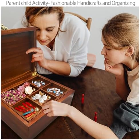 Large Acacia Wooden Storage Box with Hinged Lid and Combination Lock Decorative Boxes with Removable Tray Memory Box Keepsake Chest Stash Boxes Lockable Chest for Jewelry Accessories Treasured Items - Image 6