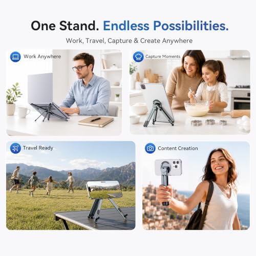 Portable Laptop Stand, 3-in-1 Magnetic Foldable Adjustable, for Desk（Gray） - Image 5