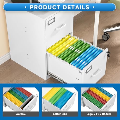 2 Drawer File Cabinet with Lock Vertical Filing Storage Office Home Steel Vertical File Cabinets for Letter Size File Cabinet Locked,Assembly Required - Image 5