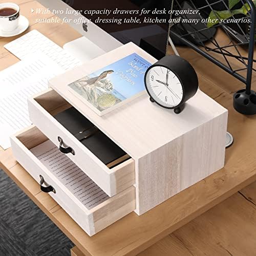 Desk Organizer Drawers for Office Supplies Kitchen Storage - Wood Makeup Organizer Box/Countertop Drawers Chest for Dresser Wooden Cabinet Printer Stand Machine Shelf White (FAX2C-WH） - Image 4