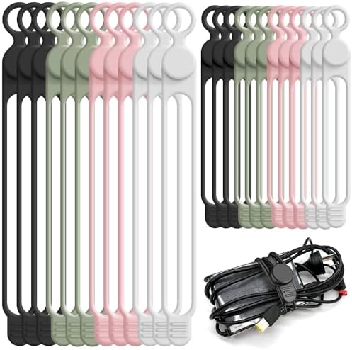 24Pcs Silicone Cable Ties, Cord Organizer Cable Management-2Sizes by ELECTRONICSORGANIZATION