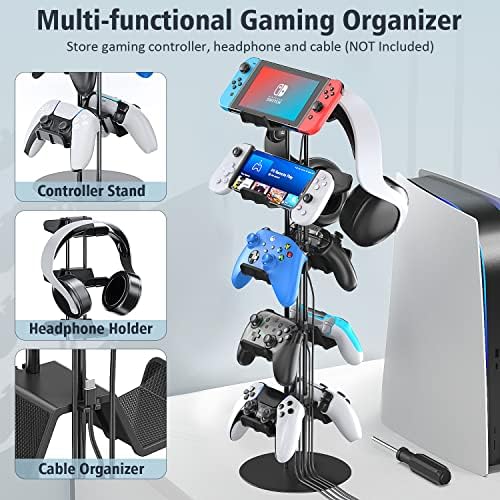 Kytok Gamer Gifts, Headset Stand 5 Tiers with Cable Organizer, Controller Stand Compatible with PS5/Xbox/Nintendo Switch/PS Portal/PS4, Headset Holder & Controller Holder for 10 Packs Controller - Image 2