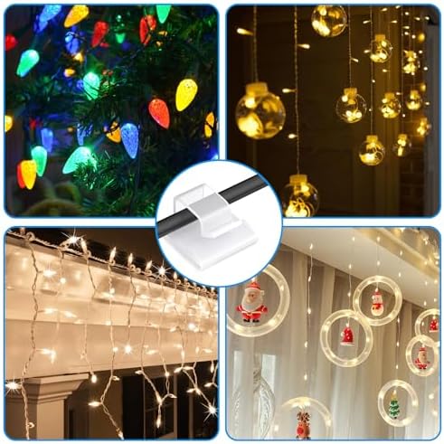 30 Pcs Adhesive Cable Clips for Cord Management Under Desk Nightstand Phone PC Charger Plug Speaker TV Cord Holder Keeper Hook Wall Wire Organizer Car Dash Cam Ethernet Christmas Light (Clear, Small) - Image 6