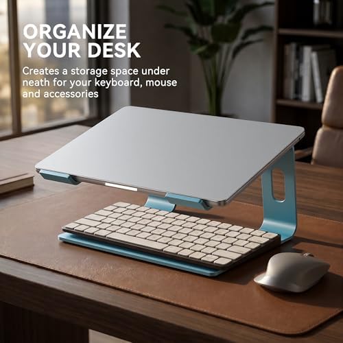SOUNDANCE Laptop Stand, Aluminum Ergonomic Desk Riser, 10-15.6", Navy Blue - Image 4