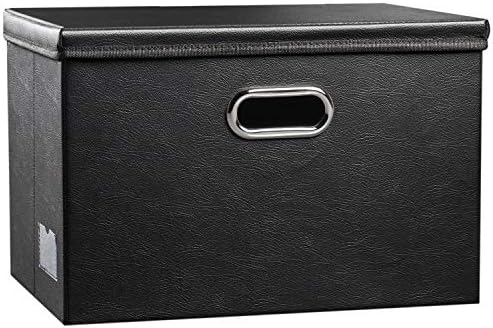 Leather Foldable Storage Bins with Lids,Closet Storage Boxes 40L by Prandom