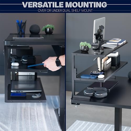 VIVO Black Clamp-on 30 inch 2-Tier Desk Shelf, STAND-SHELF30C - Image 4
