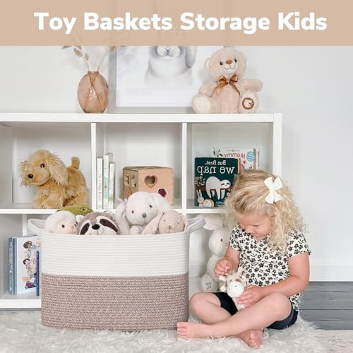 Goodpick 50L Large Woven Storage Basket, 18" x 14" x 12", Brown - Image 4