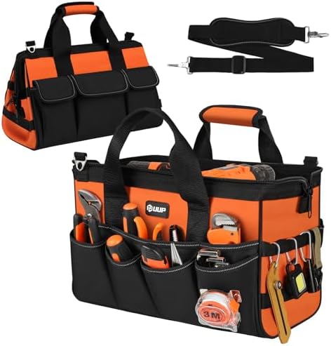 15" Heavy Duty Tool Bag, 16-Pocket Tool Box Organizer Orange by UUP