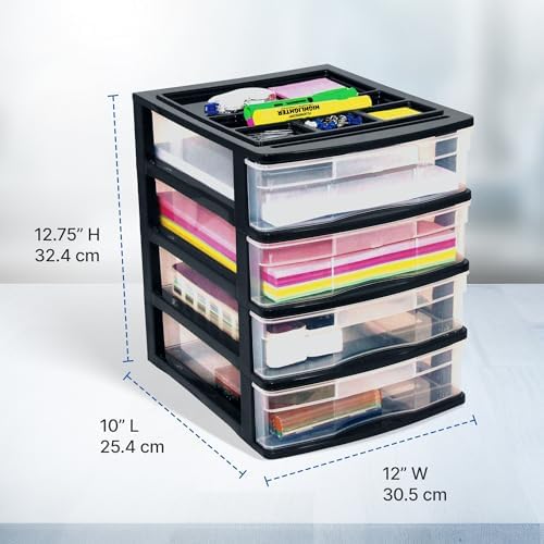 Gracious Living 4-Drawer Desktop/Countertop Organizer, Black/Clear, 4 Pack - Image 3