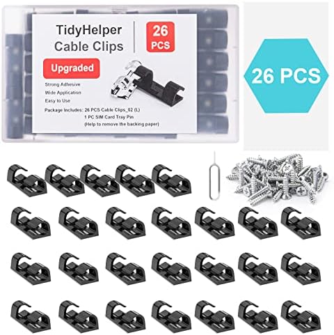 TidyHelper Adhesive Cable Clips Black (Large, 26PCS), Indoor/Outdoor - Image 6