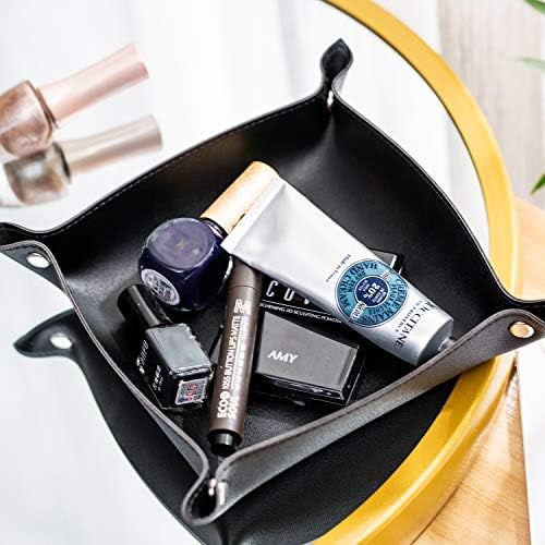 Leather Jewelry Valet Tray for Women and Man (2PCs Black-B) - Image 6
