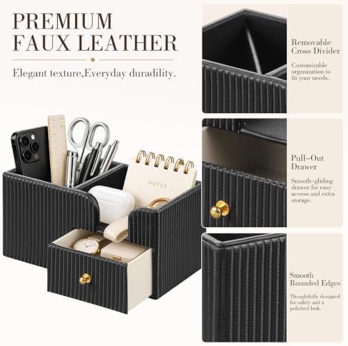 Small Desk Organizer with Sticky Notes Holder,Cute Pen Holder for Desk - Image 5