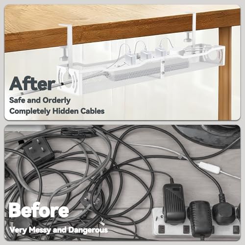 Cable Management, 25.3'' Under Desk Cable Management Tray No Drill - Image 2