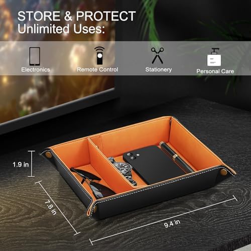 SITHON Valet Tray Desktop Storage Organizer with 2 Compartments - Image 3