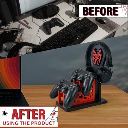 Gamer Gift for Men Teenage Boy Wood Controller Organizer with Headphone Holder & Game Controller Stand - Unique Gift Idea for Husband, Boyfriend, Gamers, Game Lover, Gaming Accessory (Vernom) - Image 4