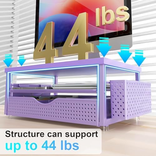 Monitor Stand with Drawer and 2 Pen Holders (Matte Purple) - Image 6