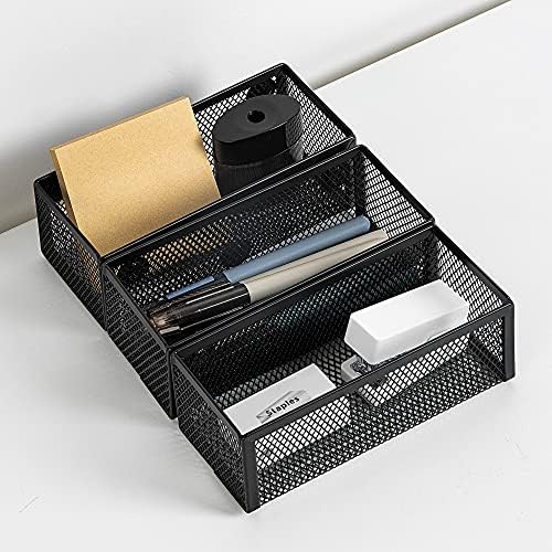 Amazon Basics Magnetic Storage Baskets, Mesh Organizers for Office Supplies and Workspace, 6" x 2.5" x 2.2", Black, 3-Pack - Image 6