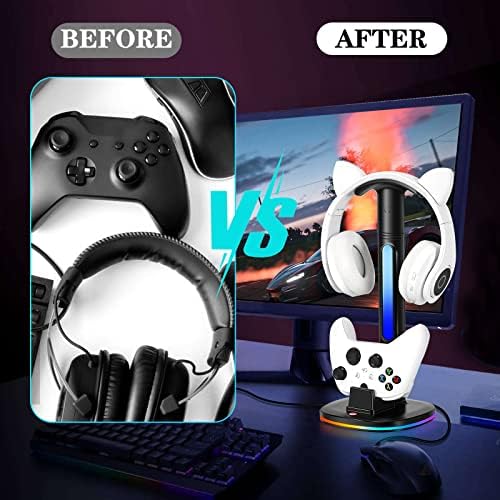 Controller Charger with RGB Headphone Stand & 6660mWh Battery for Xbox Series X|S/Elite 2/One/One X/One S/One Elite, XSX Controller Charger Station, Headset and Controller Holder with 2 USB Port - Image 6