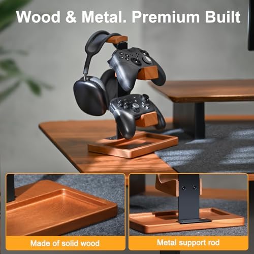 Solid Wood Controller Holder and Headphone Stand, Controller Stand for Desk - Image 3
