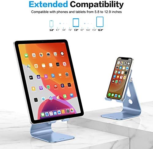 OMOTON Adjustable Tablet Stand for Desk, Upgraded Longer Arms for Greater Stability, T2 Tablet Holder with Hollow Design for Bigger Sized Phones and Tablets Such as iPad Pro/Air/Mini, Blue - Image 2