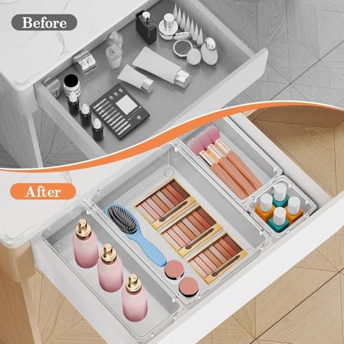 SpaceHacks 25 PCS Plastic Drawer Organizer, 4-Size Versatile Organizer Trays & storage Bins - Image 4