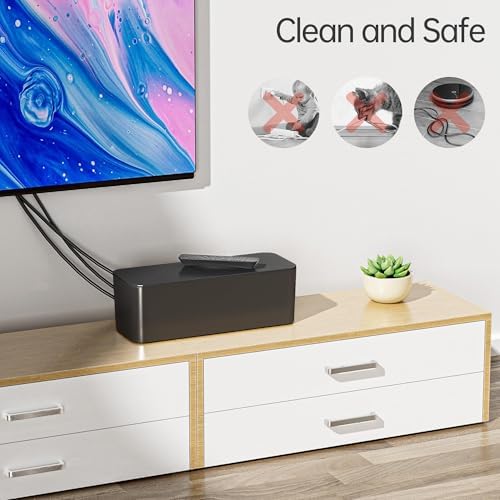 YECAYE 2 Pack Cable Management Box, Pet Friendly Cable Box Organizer for Home & Office, Child-Proof Floor Cord Cover, Cord Management and Cord Hider, Black - Image 5