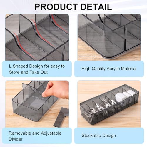 Tatuo Cord Organizer for Drawer Desktop, Gray, 1 Pack - Image 4