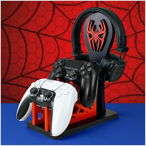 Gamer Gift for Men Teenage Boy Wood Controller Organizer with Headphone Holder & Game Controller Stand - Unique Gift Idea for Husband, Boyfriend, Gamers, Game Lover, Gaming Accessory (Vernom) by Kaseny