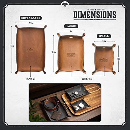 Main Street Forge Leather Valet Tray for Men – Rustic EDC Organizer for Keys, Phone & Wallet – Made in USA – Avalanche Gray - Image 2