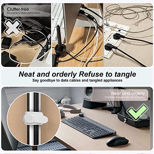 Silicone Cable Ties, Cord Organizer Cable Management(16Pcs-White) - Image 5