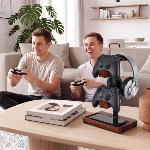 Headphone Stand with Controller Holder, Deep Walnut - Image 4