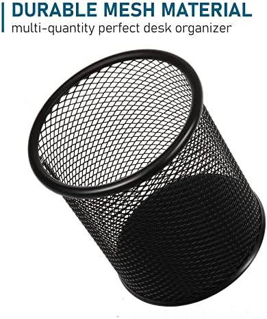 QYH Mesh Pencil Cup for Desk 6 Pack, Black Pen Holder 3.54"x3.93" - Image 6