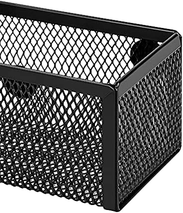 Amazon Basics Magnetic Storage Baskets, Mesh Organizers for Office Supplies and Workspace, 6" x 2.5" x 2.2", Black, 3-Pack - Image 4