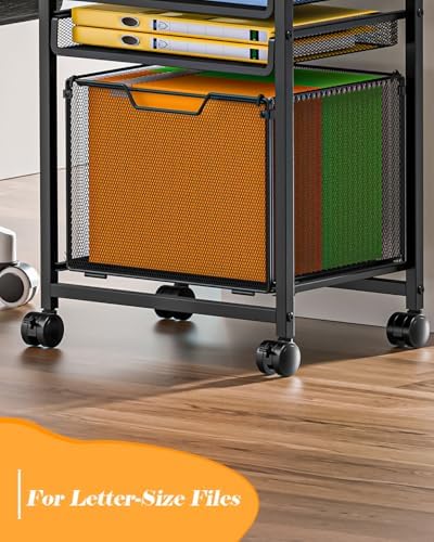 Compact 5-Tier Rolling File Cart, Under Desk Metal Filing Cabinet - Image 3