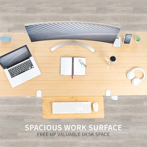 VIVO Real Bamboo Clamp-on 27 x 11 in Keyboard Tray, MOUNT-KB05O - Image 2