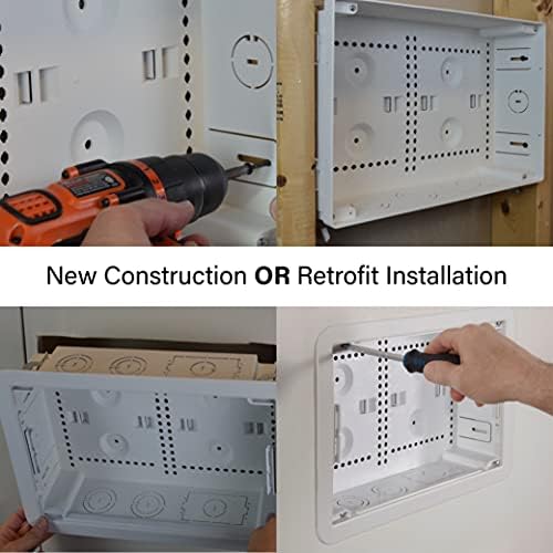 Legrand - OnQ Cable Management, In-Wall Media Box, Dual Purpose Structured Wiring Enclosure, TV Home Theater Recessed Storage Box, 9 Inch, white ENP0900-NA - Image 5