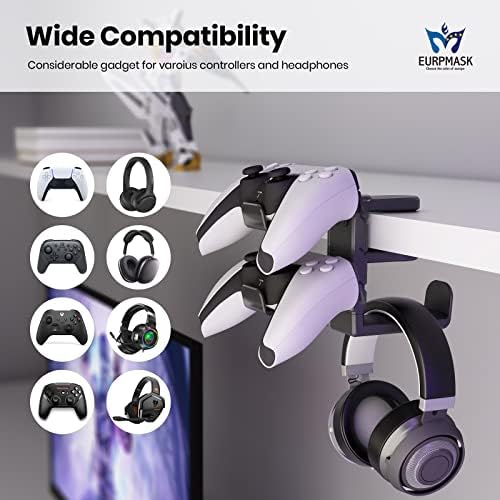 EURPMASK 3-in-1 Rotating Headphone Stand w/2 Detachable Controller Holders - Image 3
