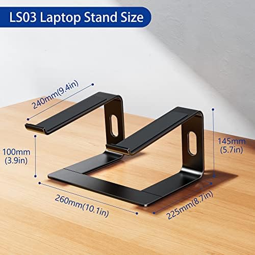 BESIGN LS03 Aluminum Laptop Stand, Ergonomic Detachable Computer Stand, Notebook Riser, Laptop Mount Compatible with Air, Pro, Dell, HP, Lenovo More 10-15.6" Laptops, Black - Image 4
