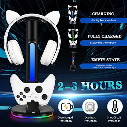 Controller Charger with RGB Headphone Stand for Xbox Series X|S/Elite 2/One/One X/One S/One Elite, XSX Controller Charger Station with 2 USB Port, Headset Stand for Xbox Charging Station Dock - Image 3