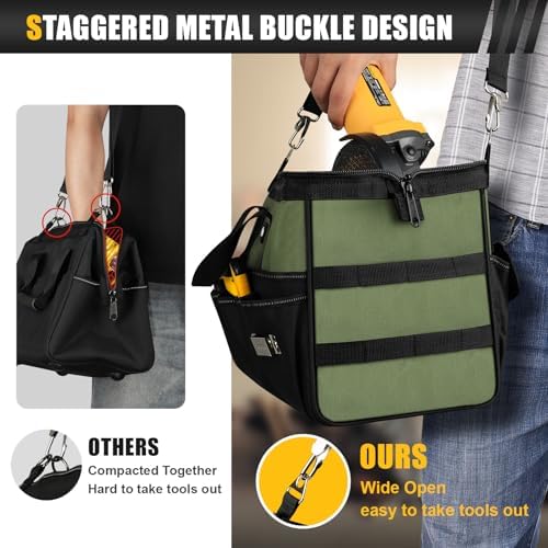 18" Large Tool Bag, Heavy Duty Spacious Carry Tool Box Organizer, Green - Image 6