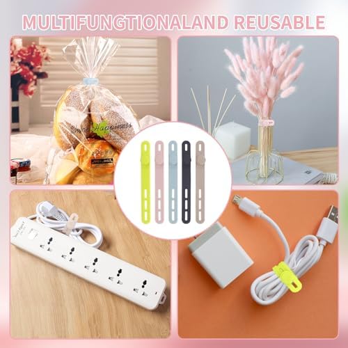 25 Pcs Silicone Cable Ties, Cable Ties Reusable, High Elasticity Cord Wraps for Electrical Cords, Cord Organizer for Earphone, Phone Charger(Colorful) - Image 7