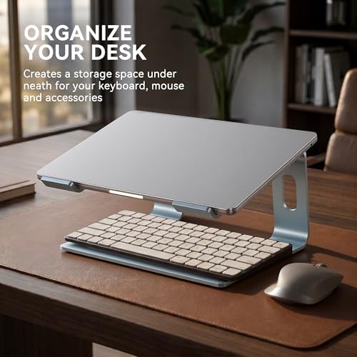 SOUNDANCE Laptop Stand, Aluminum Ergonomic Desk Riser, 10-15.6", Aquamarine - Image 4