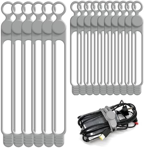 Silicone Cable Ties, Cord Organizer Cable Management,2Sizes-Grey by ELECTRONICSORGANIZATION