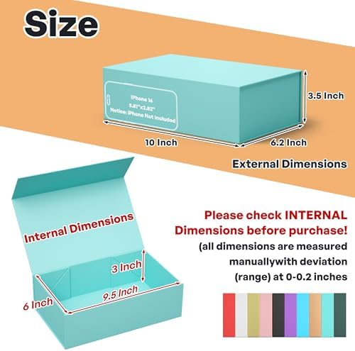 5Pack Turquoise Gift Box,9.5x6x3'' Gift Boxes with Lids for Presents - Image 2